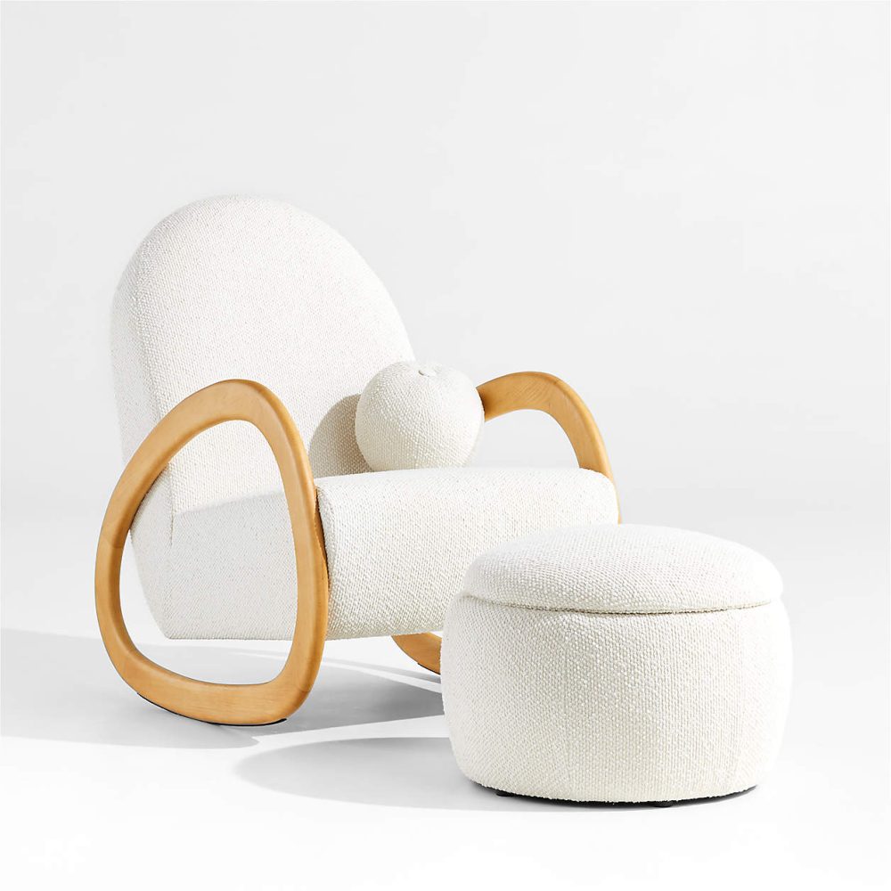 Snow Boucle Nursery Rocking Chair – Image 2